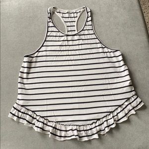Kate spade striped ruffled tank sz S